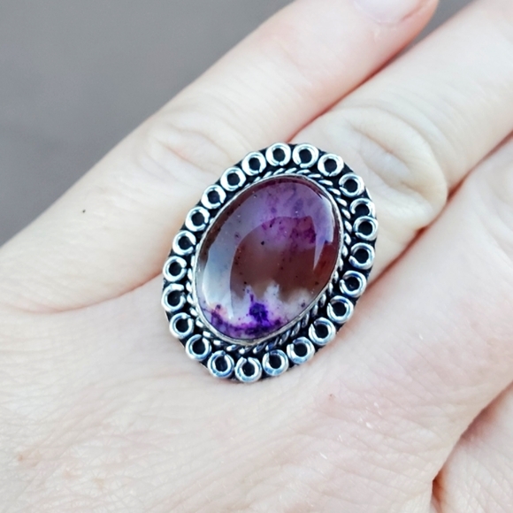 New Dyed Dendritic Opal 925 Silver Ring. - Picture 7 of 14